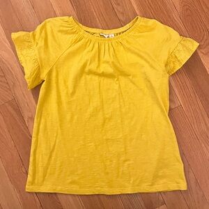 GAP Kids Yellow Ruffle Eyelet Short Sleeve Top w pleated detail at neck